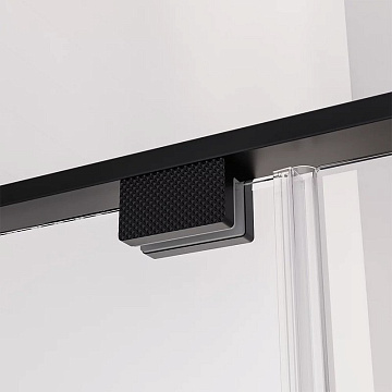 Душевая дверь в нишу Veconi Premium Alassio B 140x200, профиль матовый черный, стекло прозрачное