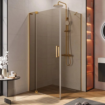 Душевой уголок Cezares Slider AH 1 90-90/100 BR BORO профиль брашированное золото, стекло бронза