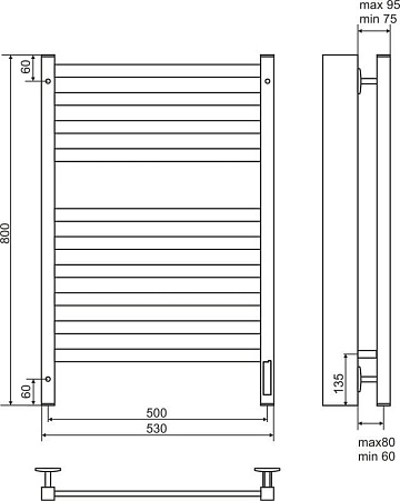 Полотенцесушитель электрический Terminus Енисей П10 500x800