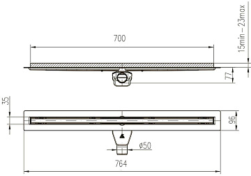 Душевой трап (лоток) Veconi Slim Line 700 хром матовый