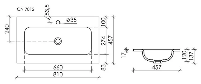 Мебельная раковина Ceramicanova Grace прямоугольная черная матовая 81 см CN7012MB Sancos — Оригинал