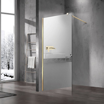 Душевая перегородка Vincea Walk-in VSW-1H900MRG профиль матовый золотой, стекло зеркальное