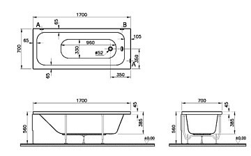 Акриловая ванна VitrA Optimum Neo 170x70 см, 64530001000