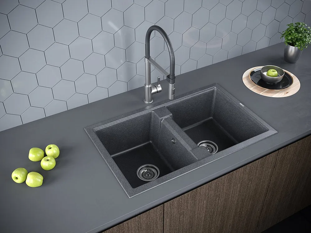 Мойка кухонная Paulmark Tandem 80/2PM238150-DG графит Sancos — официальный сайт