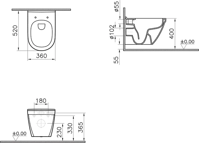 Чаша для унитаза подвесного VitrA S50 7740B003-0075 Sancos — Оригинал