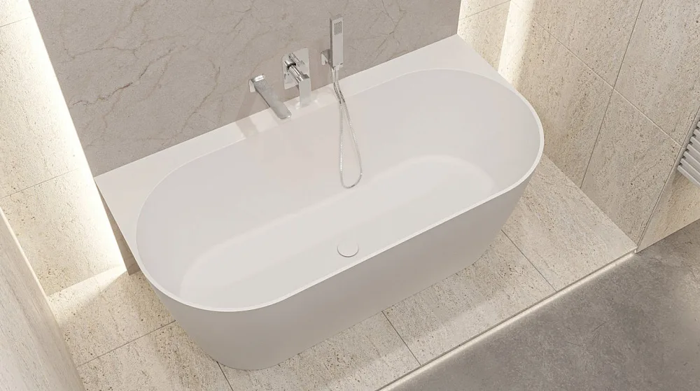 Ванна из искусственного камня WHITECROSS Pearl B 155x80 см, пристенная, матовая белая, овальная, с д Sancos — официальный сайт