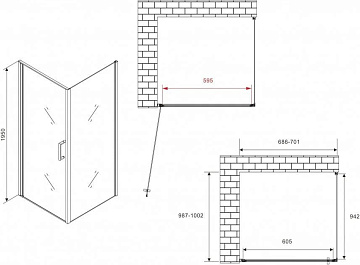 Душевой уголок Abber Sonnenstrand AG04070M-S100M 100x70, профиль хром, стекло матовое