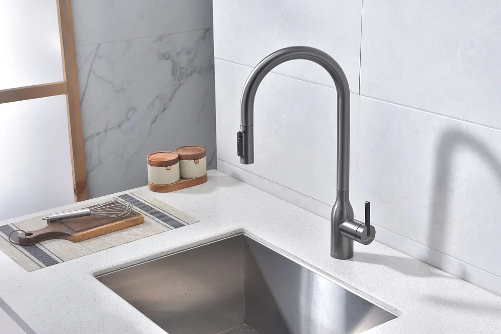 Смеситель для кухни Paulmark Universal Un213880-GM вороненая сталь Sancos — официальный сайт