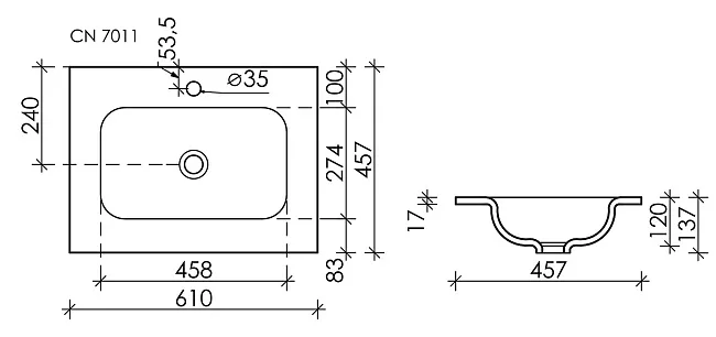 Мебельная раковина Ceramicanova Grace прямоугольная черная матовая 61 см CN7011MB Sancos — Оригинал