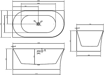 Акриловая ванна Abber 150x80 см, левая, AB9258-1.5 L