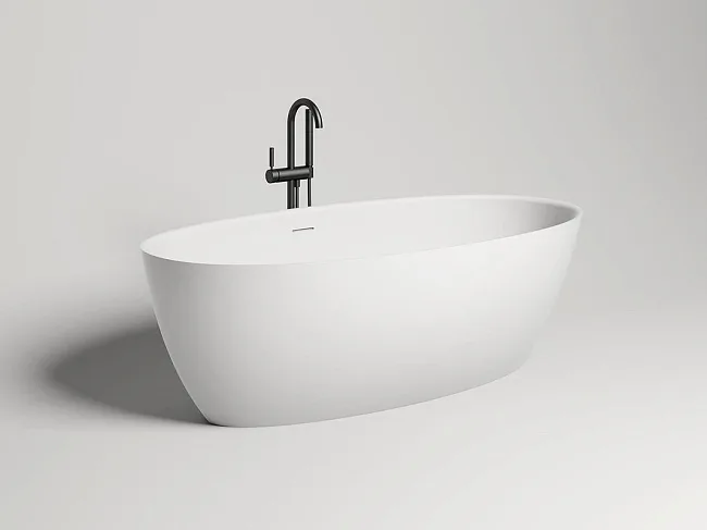 Ванна из искусственного камня Salini Alda S-Sense 160x70 см, отдельностоящая, белая, овальная, со сл Sancos — Оригинал