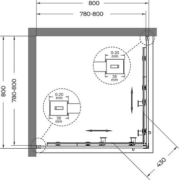 Душевой уголок Cezares Relax RELAX-304-A-2-80-C-GM 80x80, профиль оружейная сталь