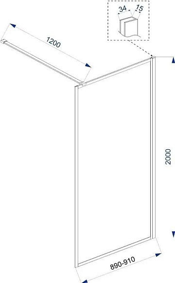 Душевая перегородка Veconi Korato KR80-90-01-C8 90 см