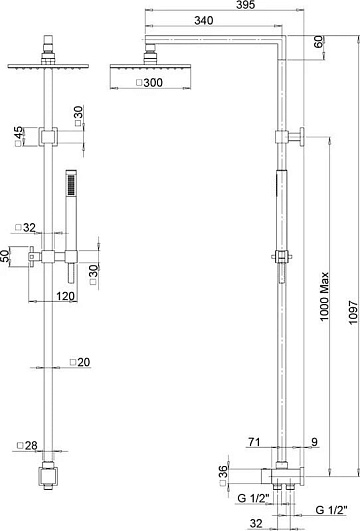Душевая стойка Paini RS 50CR191ARQ2P3
