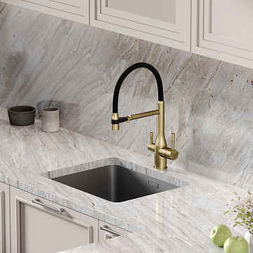 Смеситель для кухни Sancos Garda SC4009BG с гибким изливом, брашированное золото
