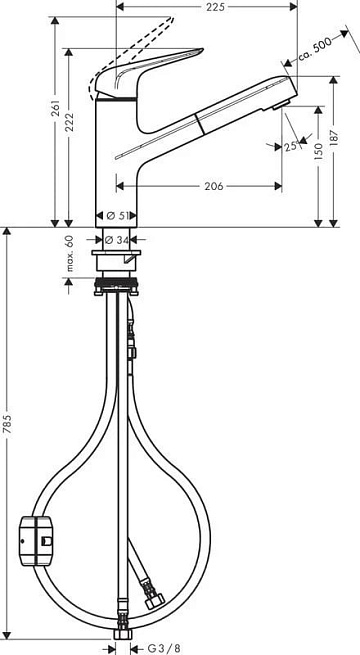 Смеситель для кухни Hansgrohe Focus M42 71814800 сталь