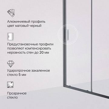 Душевая дверь в нишу AM.PM Gem Solo W90G-120-1-195BT 120 см