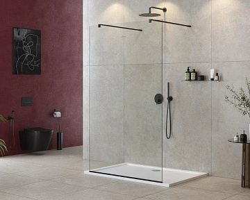 Душевая перегородка Cezares Liberta -L-2-105-120-C-NERO профиль черный, стекло прозрачное