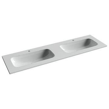 Мебельная раковина Ceramicanova Grace прямоугольная 161см с двумя чашами и отверстиями под смеситель