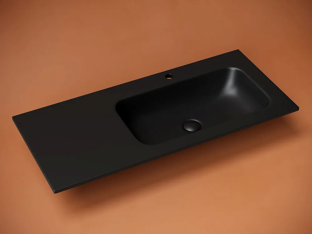 Мебельная раковина Ceramicanova Grace прямоугольная черная матовая 101 см CN7015MB Sancos — официальный сайт