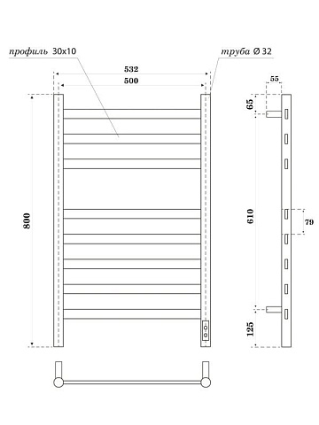 Полотенцесушитель электрический APEXTERMO Сфера SF00185BM 80x55 см, подключение справа, слева, скрыт