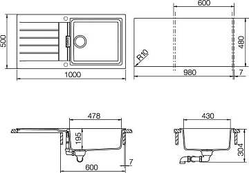Мойка кухонная Schock Signus 60D Large (D-100L) Cristadur серебристый камень