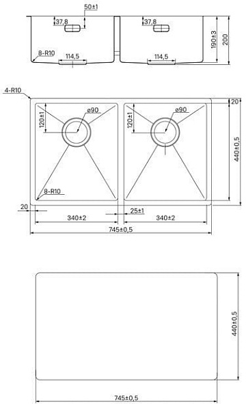 Мойка кухонная IDDIS Edifice EDI75G2i77 графитовая