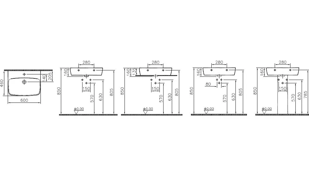 Накладная раковина VitrA Shift 7077B003-0973 60 см Sancos — официальный сайт