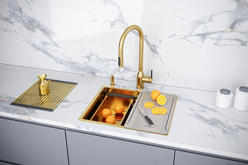 Мойка кухонная Paulmark Next-Multi Sink 54 UNI PM785445-BG брашированное золото