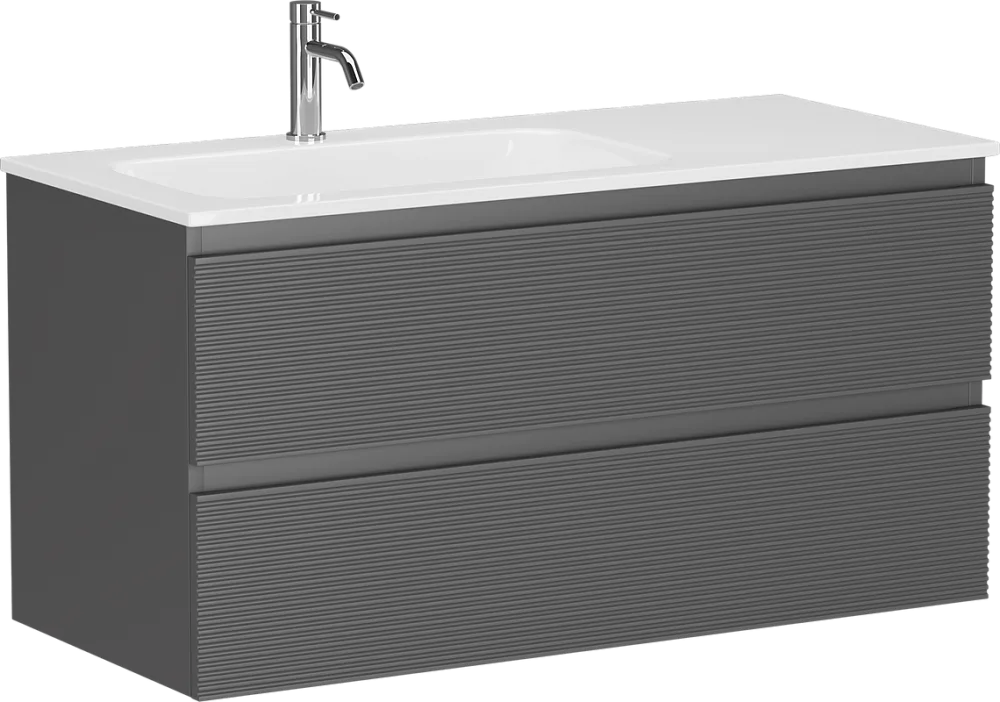 Тумба под раковину Sancos Folk 100 подвесная левая Grey soft (темно-серый), FL100LGS Sancos — официальный сайт