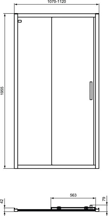 Душевая дверь в нишу Ideal Standard Connect 2 110 см, черный шелк