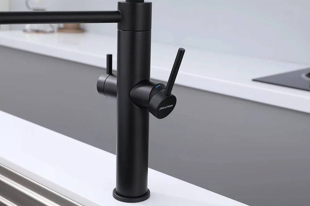 Смеситель для кухни Paulmark Nexus Ne213999-AN с гибким изливом, антрацит Sancos — официальный сайт