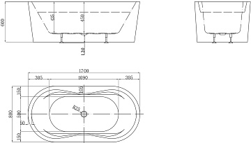 Акриловая ванна BelBagno 170x80 см, BB407-1700-800
