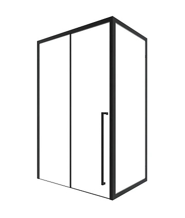 Душевой уголок Timo TDSS-140/03C-8R + TSS-1000/03C-8 140x100 см, профиль черный, стекло прозрачное