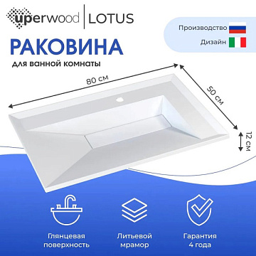 Мебельная раковина Uperwood Lotus Premium 80 глянцевая белая