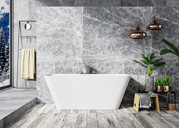 Ванна из искусственного камня Cezares Liner Solid Surface 170x80 см, пристенная, матовая белая, с до