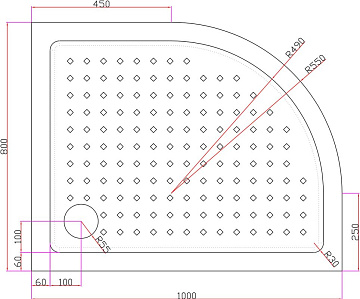 Поддон для душа Cezares Tray TRAY-A-RH-100/80-550-15-W-R R100х80 R, с сифоном