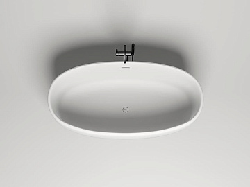 Ванна из искусственного камня Salini Luce 170x85 см, отдельностоящая, матовая белая, овальная, со сл