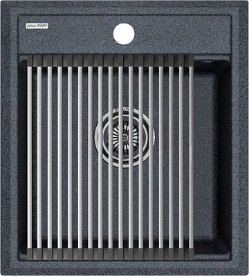 Мойка кухонная Paulmark Stepia + Step PM114651-DG+R375-BS графит