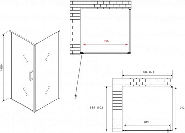 Душевой уголок Abber Sonnenstrand AG04080B-S100B 100x80, профиль черный, стекло прозрачное