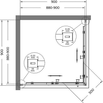 Душевой уголок Cezares Relax RELAX-304-A-2-90-C-BORO 90x90, профиль брашированное золото