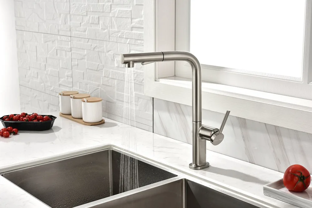 Смеситель для кухни Paulmark Neo Ne214419-Ni никель Sancos — официальный сайт
