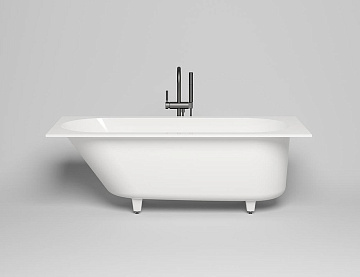 Ванна из искусственного камня Salini Ornella S-Sense 180x80 см, встраиваемая, матовая белая, на ножк