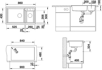 Мойка кухонная Blanco Metra 9 антрацит, левая