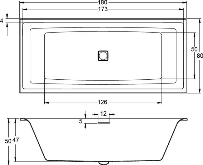 Акриловая ванна Riho Still Square B099004005 без опоры 180x80 см, встраиваемая, белая Sancos — Оригинал
