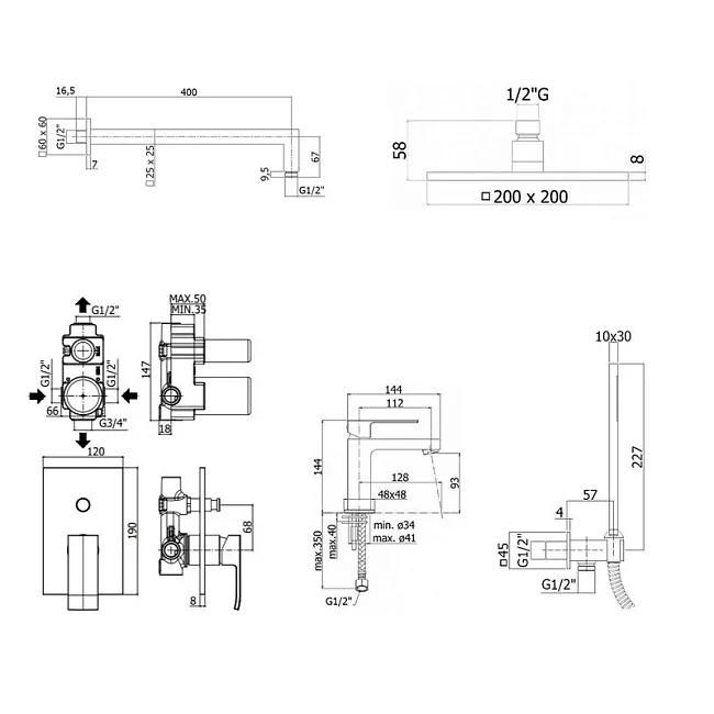 Комплект для ванной Paffoni Elle KITEL015NO071 С ВНУТРЕННЕЙ ЧАСТЬЮ, черный матовый Sancos — Оригинал