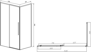 Душевой уголок Vincea Slim-N VSR-4SN9014CLB 140х90 см, профиль черный