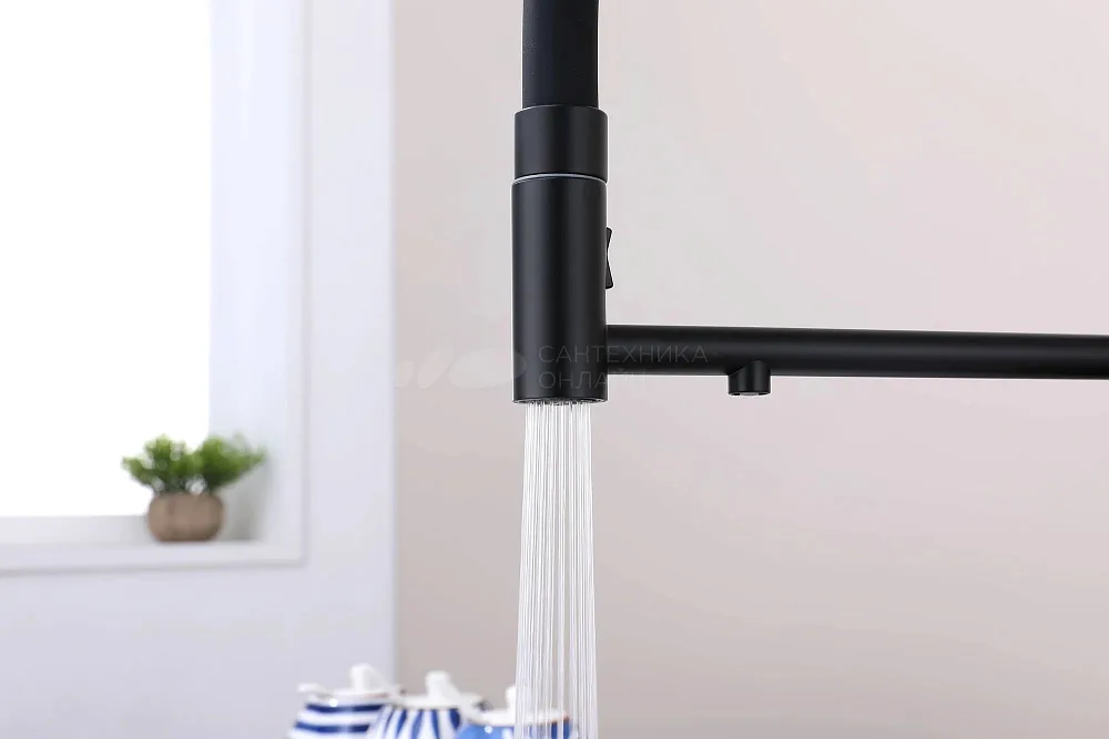 Смеситель для кухни Paulmark Ganymede Ga213199-AN с гибким изливом, антрацит Sancos — официальный сайт