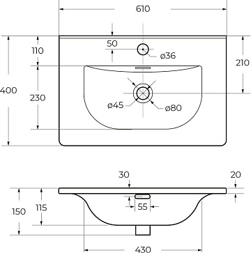 Мебельная раковина BelBagno BB-8099-3-60 глянцевая белая