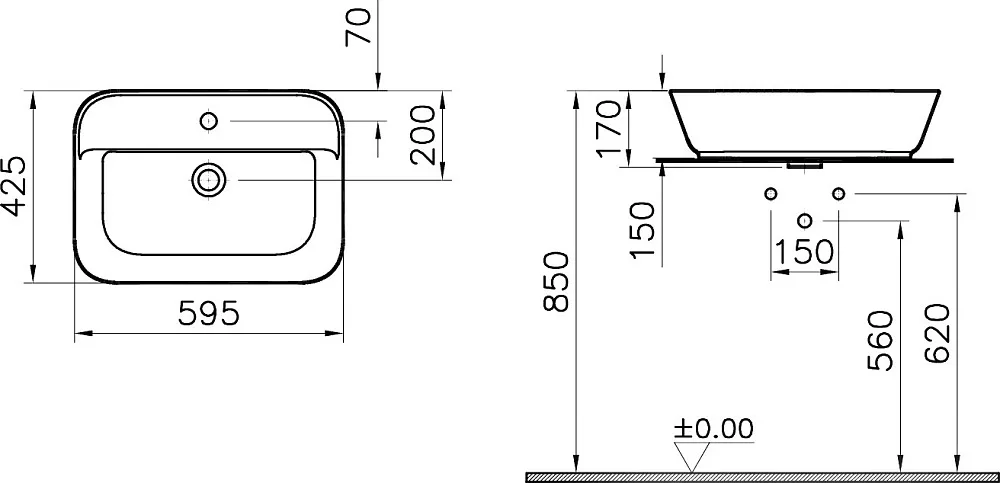 Накладная раковина VitrA Geo 7426B003-0001 Sancos — официальный сайт